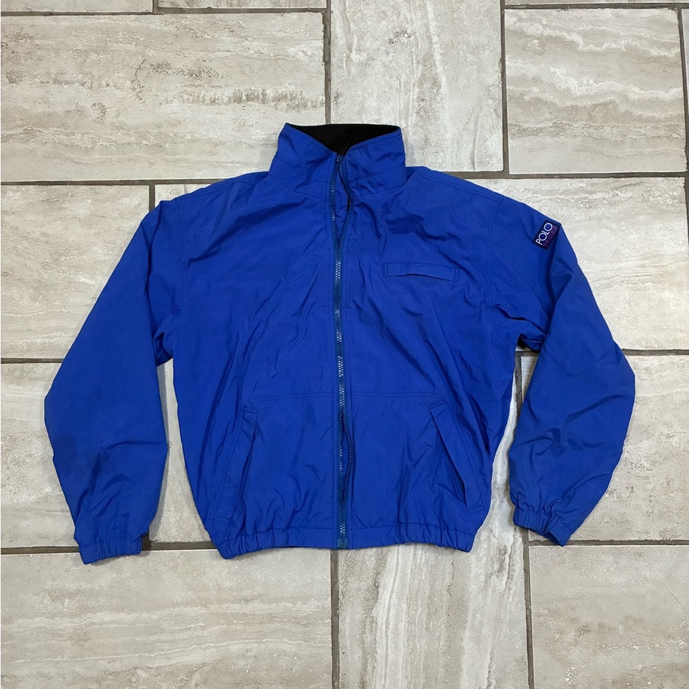 90s Vintage Ralph Lauren Polo Sport Royal Blue Fleece Lining Zip Up Jacket Large